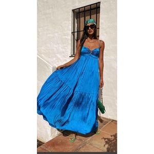 Zara Satin Effect Blue Dress maxi boho vacation